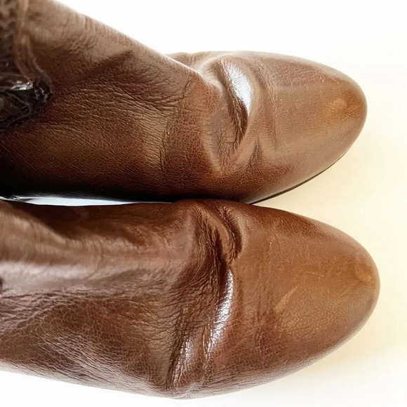 Sesto‎ Meucci Dark Brown Cutwork Boots Size 8 Women’s 7” Tall Made In Italy Lace - Picture 6 of 12